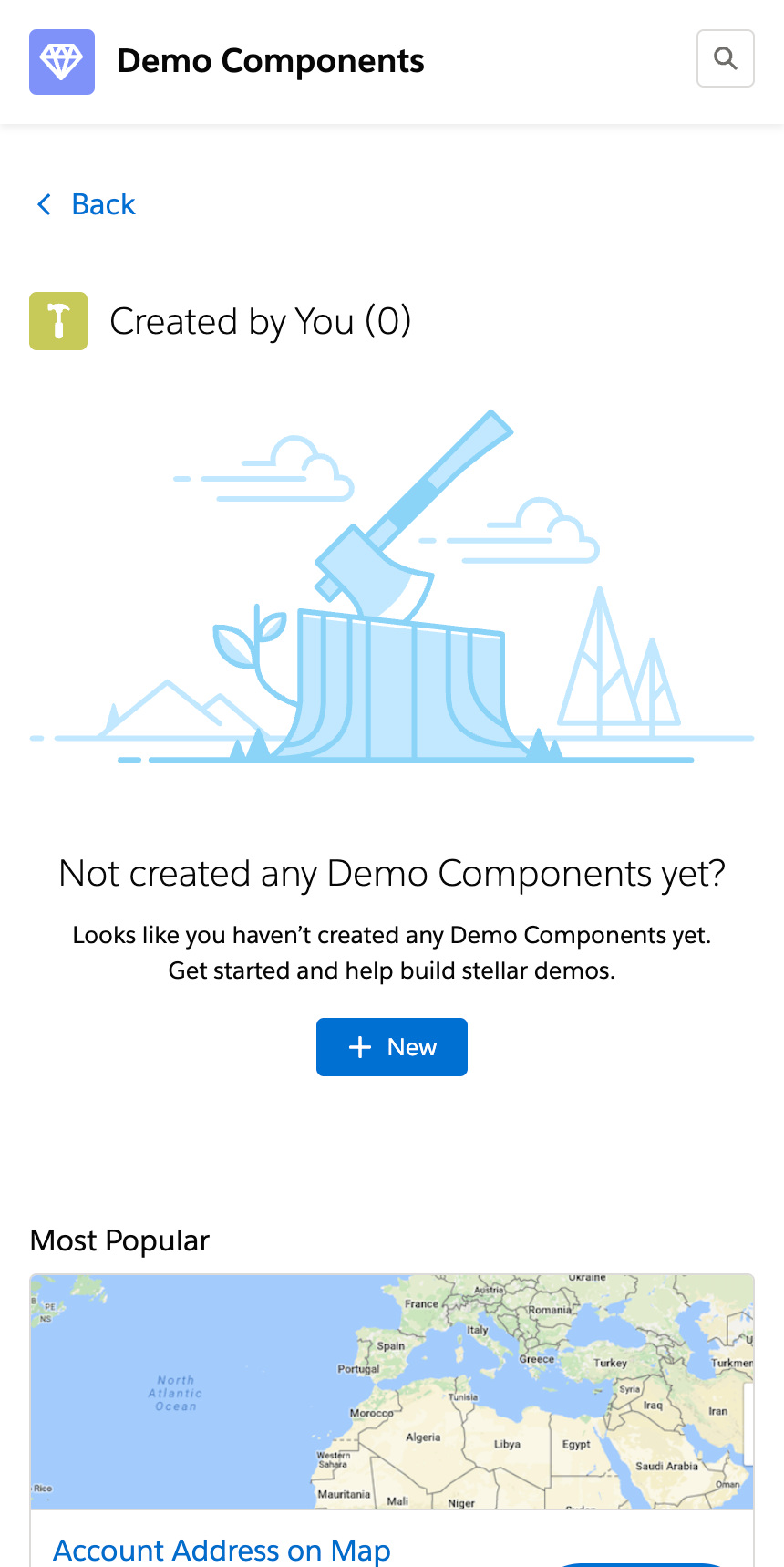 demo components creator's page on mobile