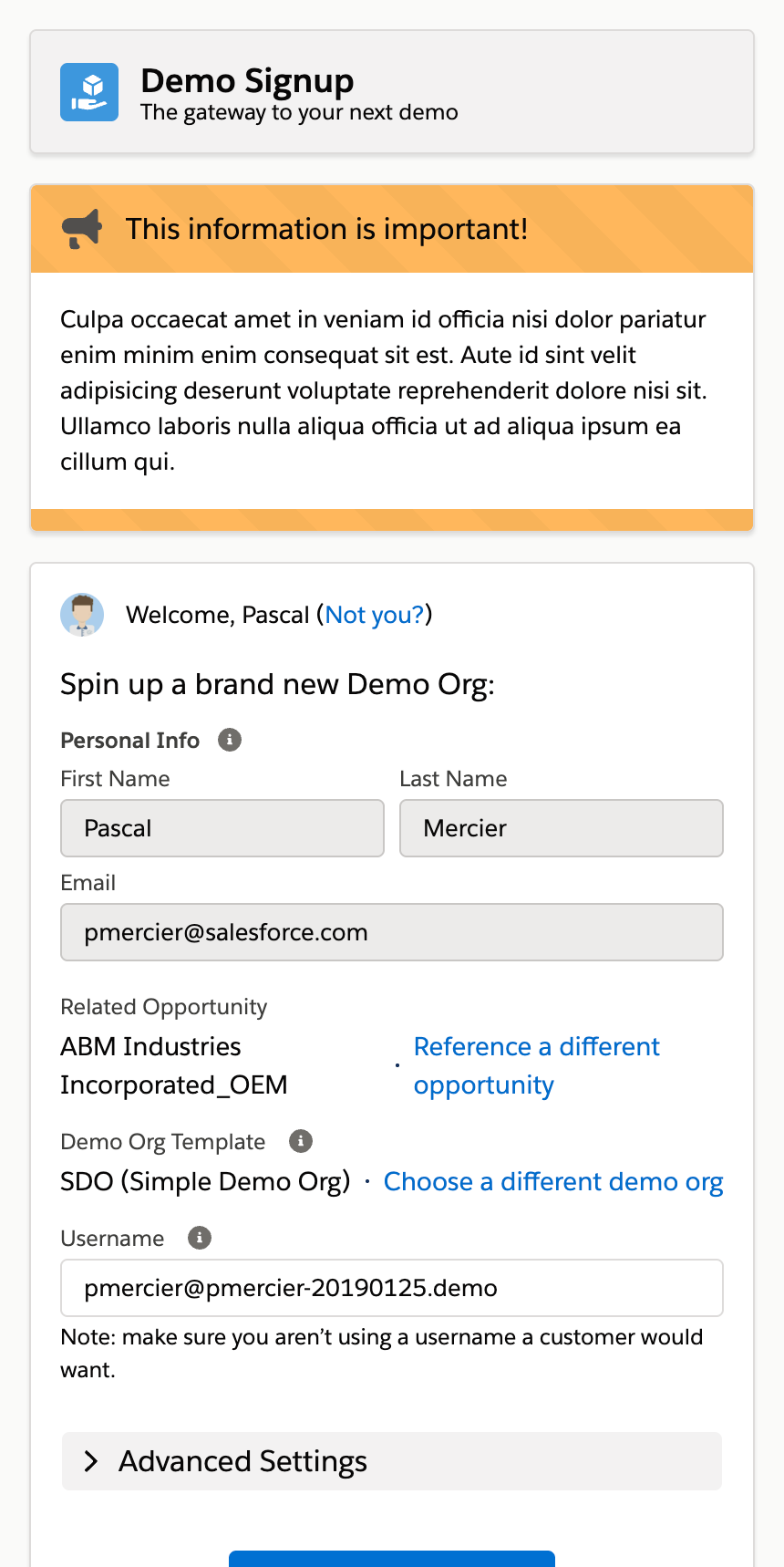 Spin up a new demo instance from a click of a button.
